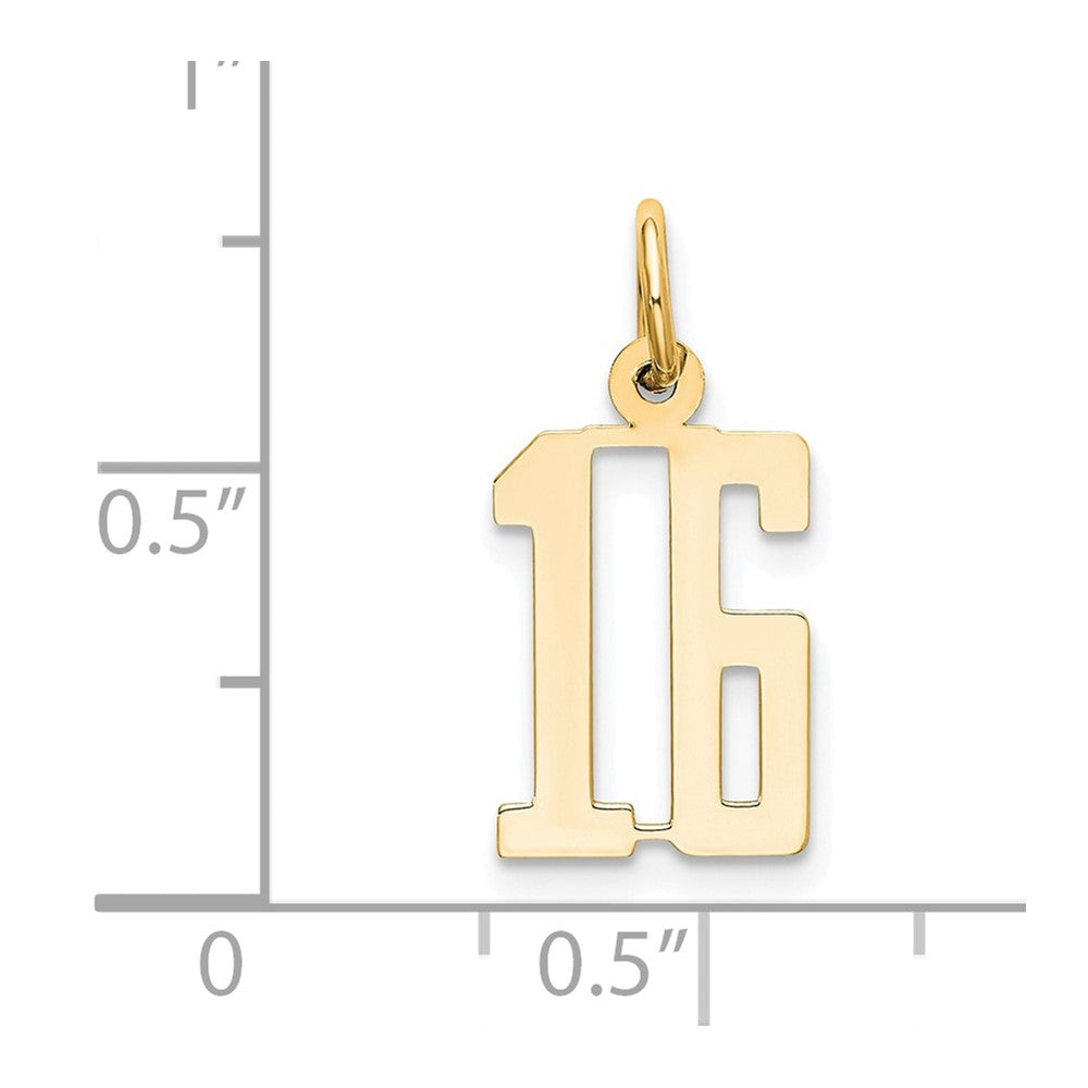 14k Small Elongated Number 16 Charm