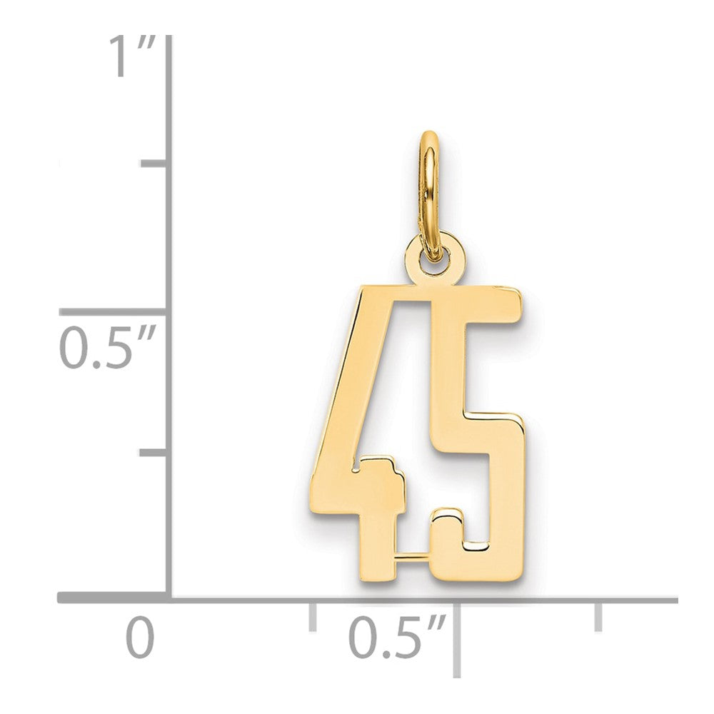 14k Small Elongated Number 45 Charm