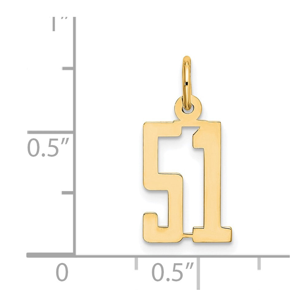 14kw Small Elongated Number 51 Charm