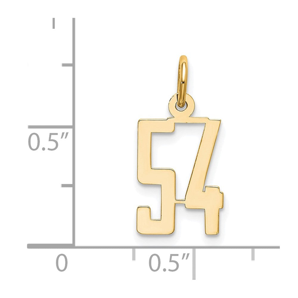 14k Small Elongated Number 54 Charm