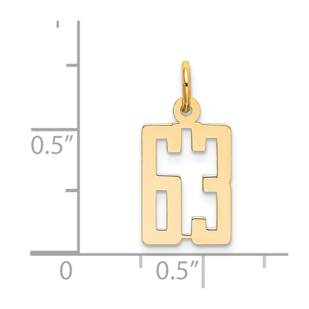 14k Small Elongated Number 63 Charm