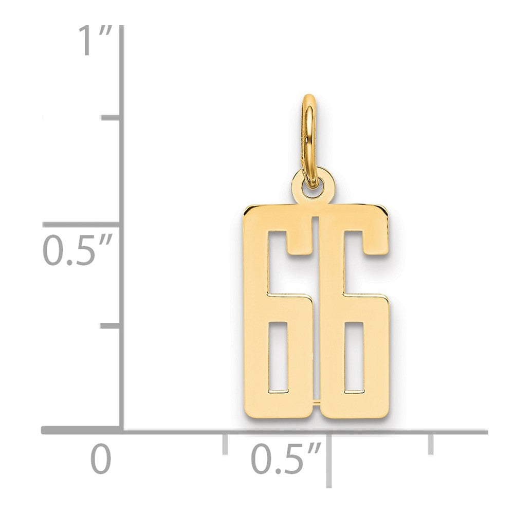14k Small Elongated Number 66 Charm