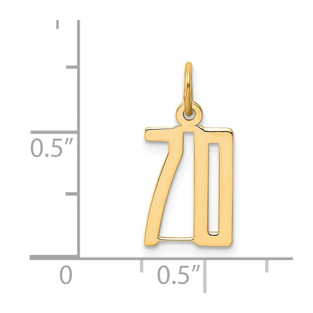 14k Small Elongated Number 70 Charm
