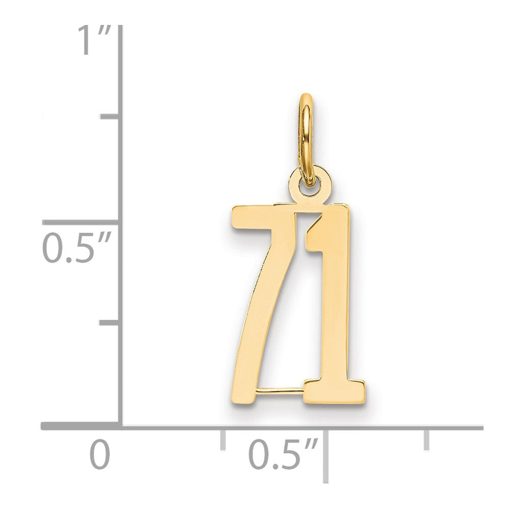 14k Small Elongated Number 71 Charm