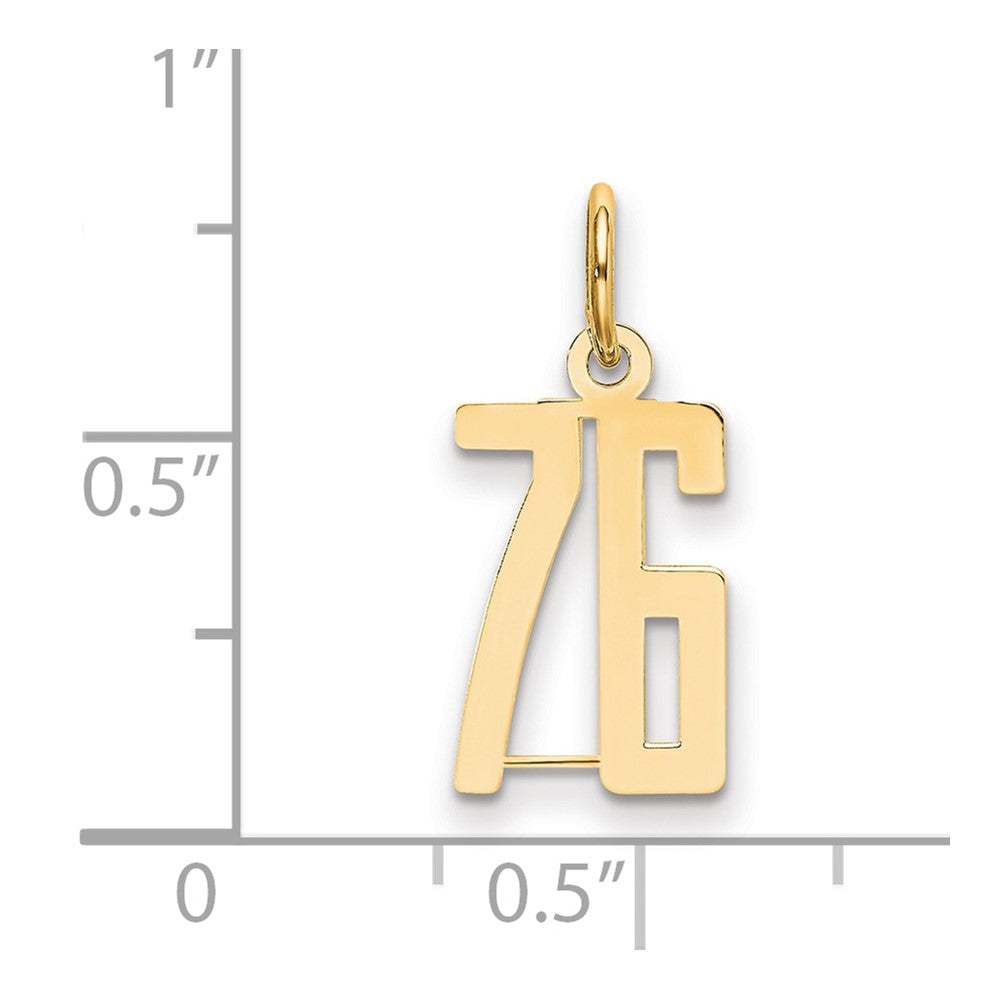 14k Small Elongated Number 76 Charm