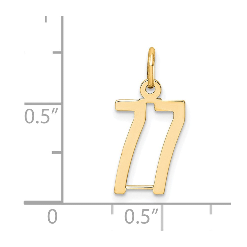 14k Small Elongated Number 77 Charm