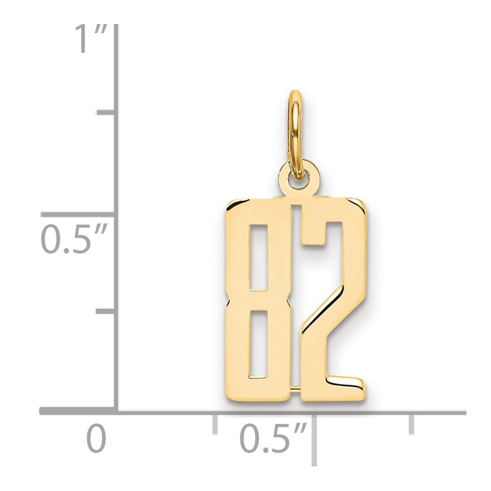 14k Small Elongated Number 82 Charm