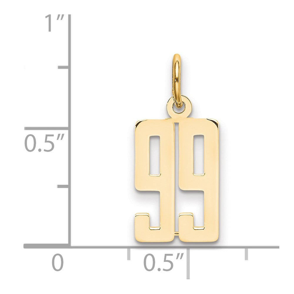 14k Small Elongated Number 99 Charm