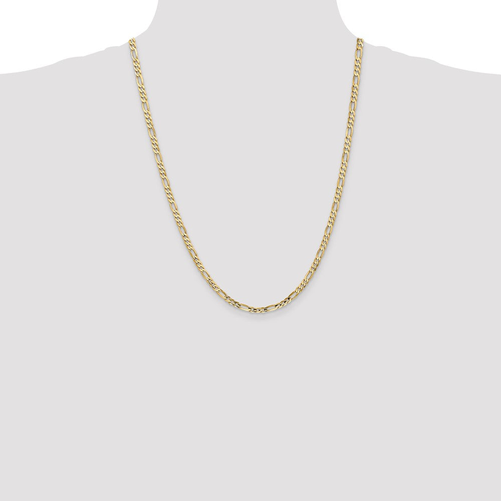 14K 24 inch 4mm Concave Open Figaro with Lobster Clasp Chain