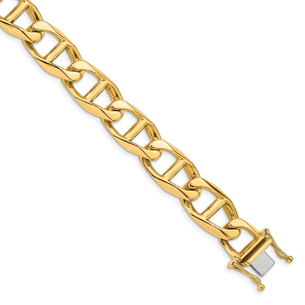 14K 22 inch 12.5mm Hand Polished Fancy Anchor Link with Box Catch Clasp Chain