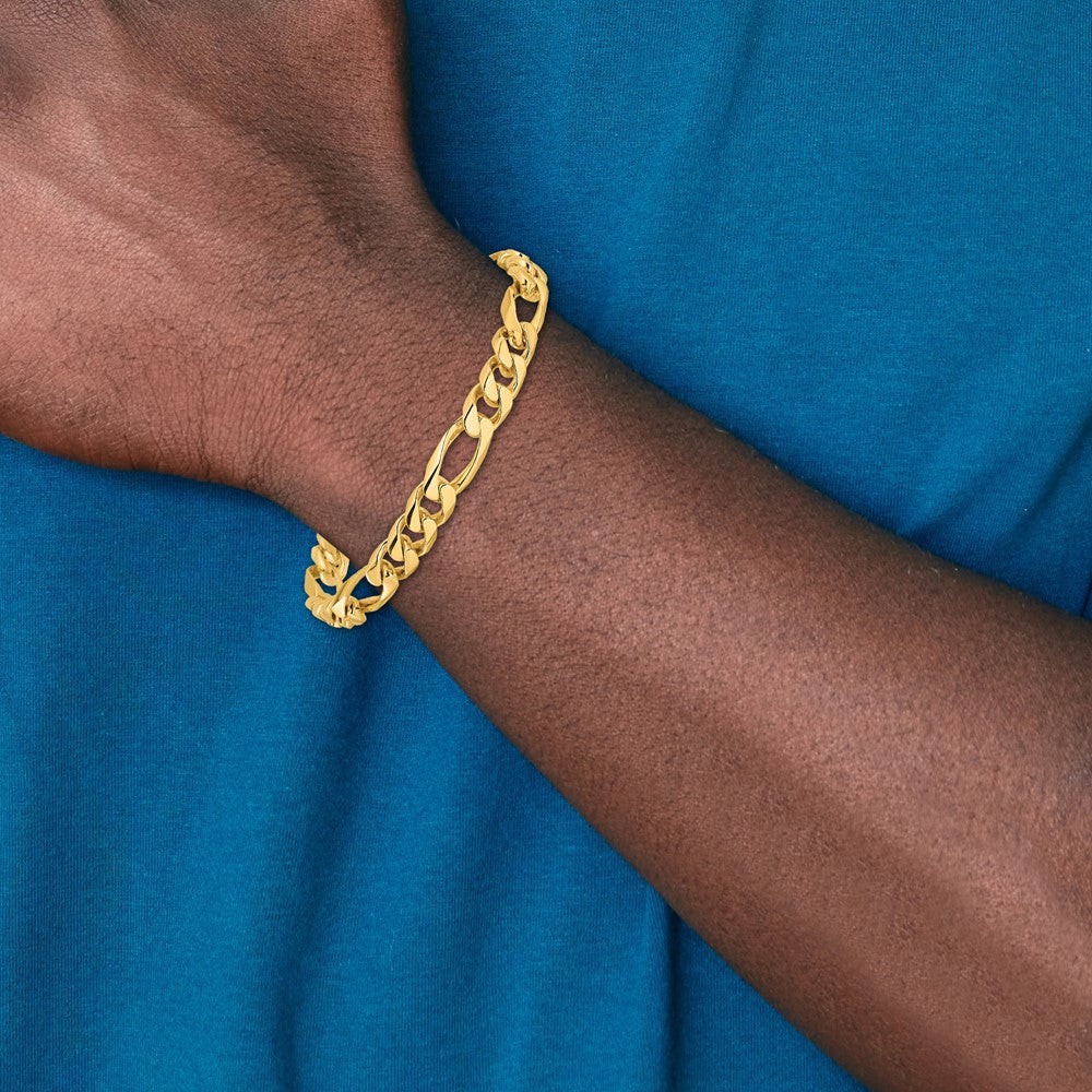 14K 20 inch 8mm Hand Polished Figaro Link with Fancy Lobster Clasp Chain
