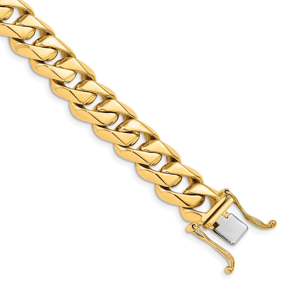 14K 22 inch 11mm Hand Polished Fancy Traditional Link with Box Catch Clasp Chain