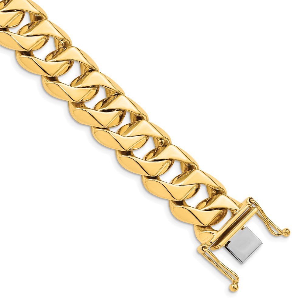 14K 22 inch 15mm Hand Polished Fancy Traditional Link with Box Catch Clasp Chain