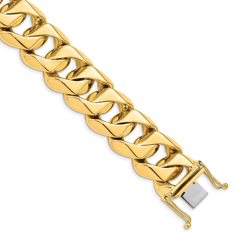 14K 22 inch 19mm Hand Polished Fancy Traditional Link with Box Catch Clasp Chain