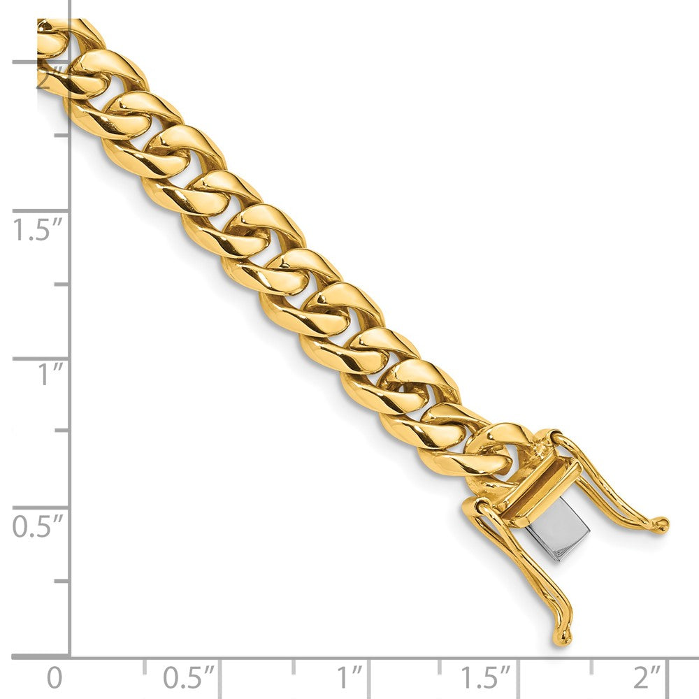 14K 22 inch 7.25mm Hand Polished Rounded Curb Link with Box Catch Clasp Chain