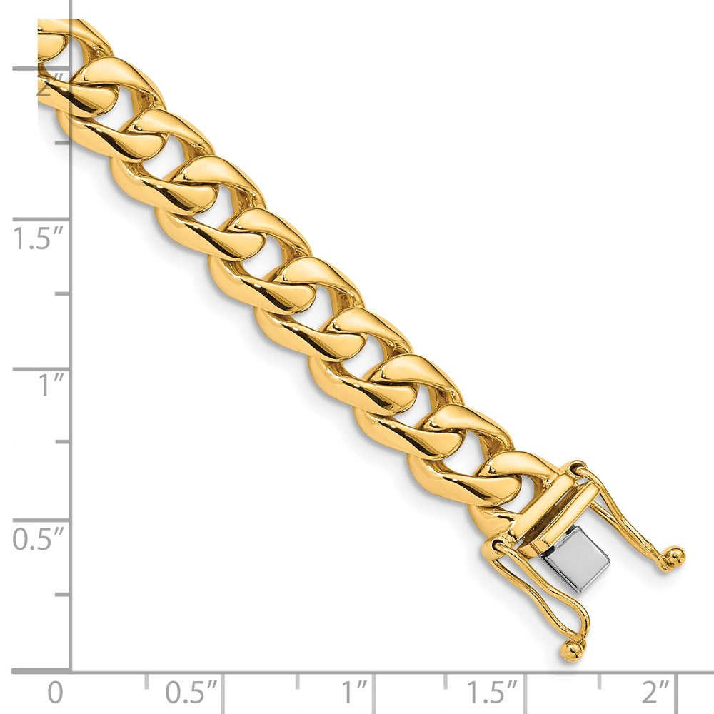 14K 24 inch 8.4mm Hand Polished Rounded Curb Link with Box Catch Clasp Chain