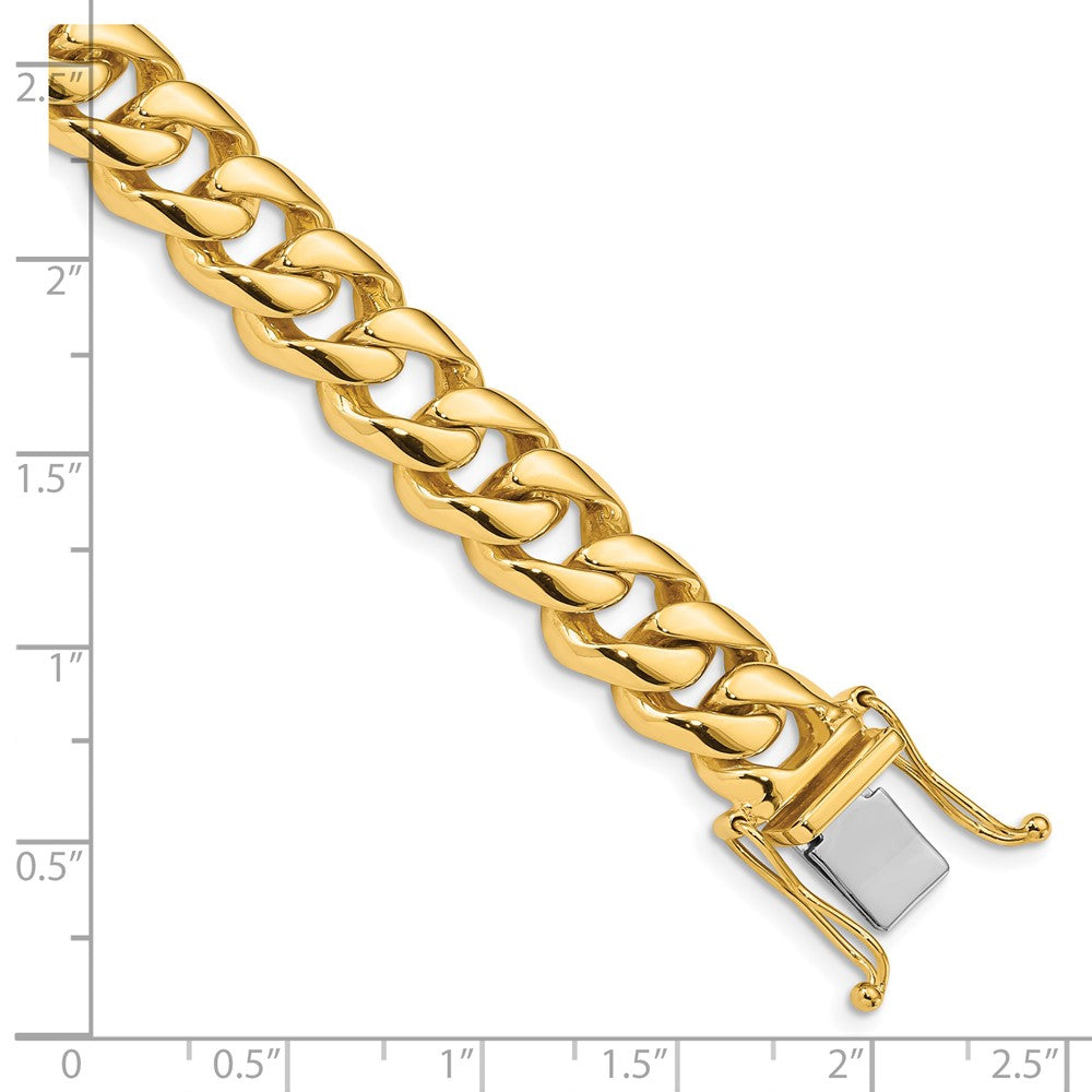 14K 22 inch 9.6mm Hand Polished Rounded Curb Link with Box Catch Clasp Chain