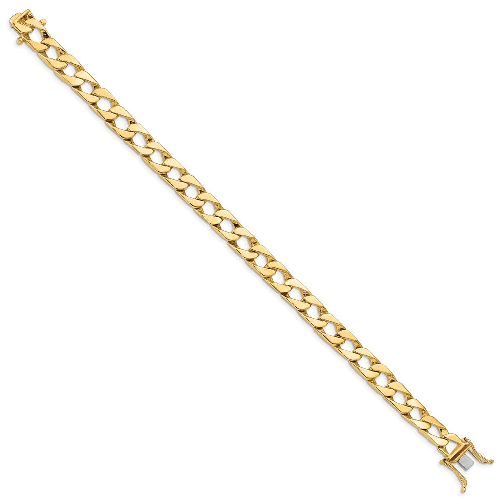 14K 9 inch 7.9mm Hand Polished Fancy Link with Box Catch Clasp Bracelet
