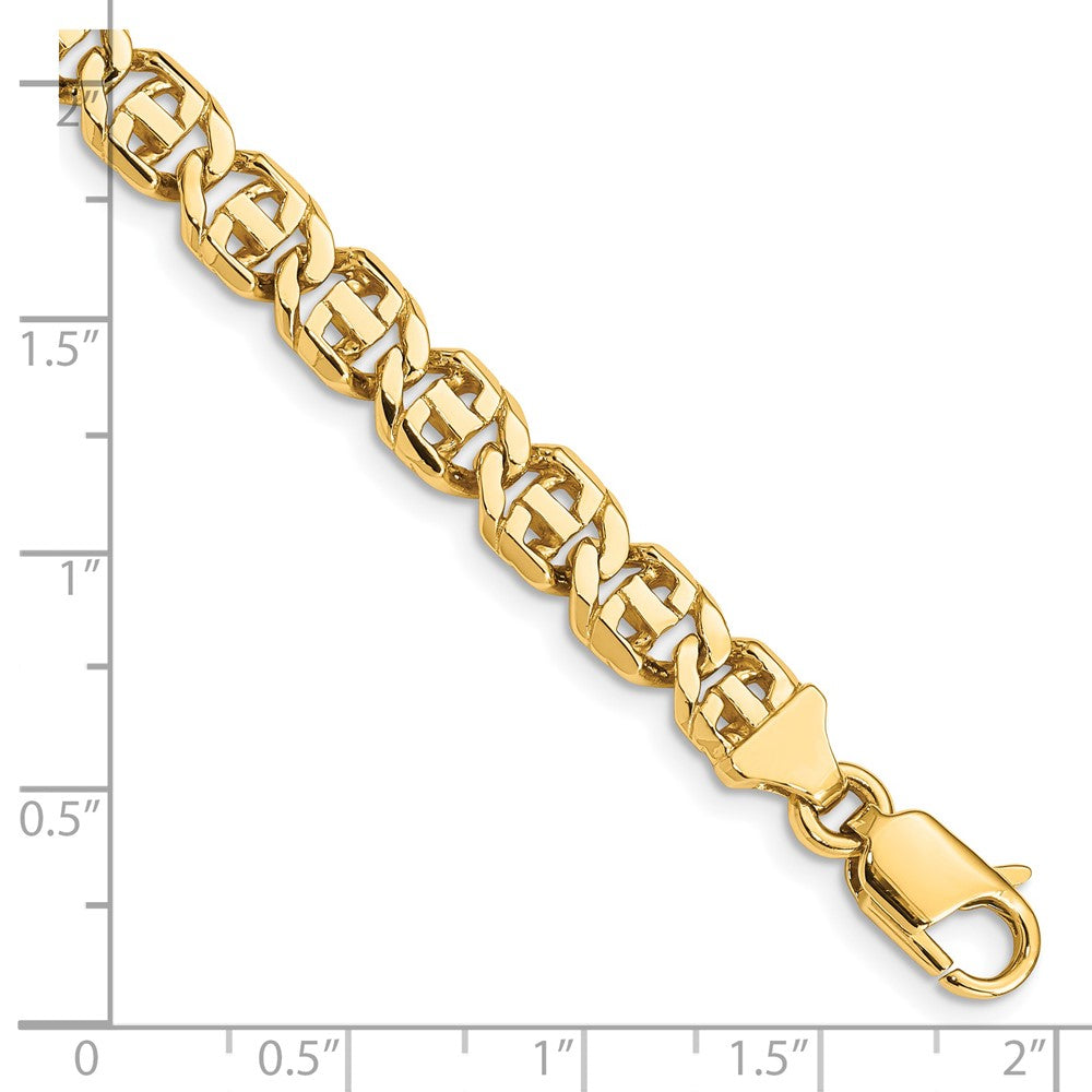 14K 18 inch 6.75mm Hand Polished Fancy Link with Lobster Clasp Chain
