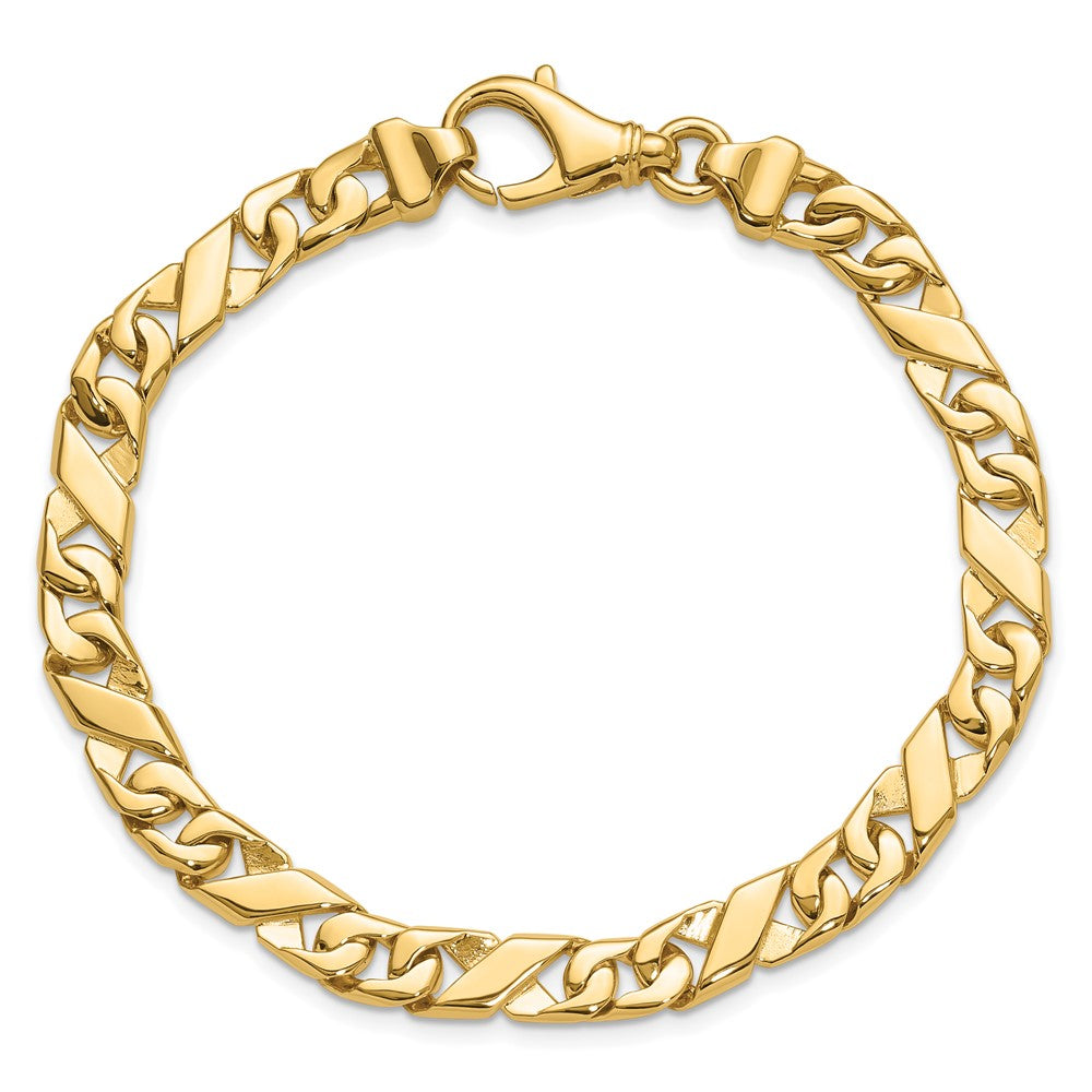 14K 18 inch 6.7mm Hand Polished Fancy Link with Fancy Lobster Clasp Chain