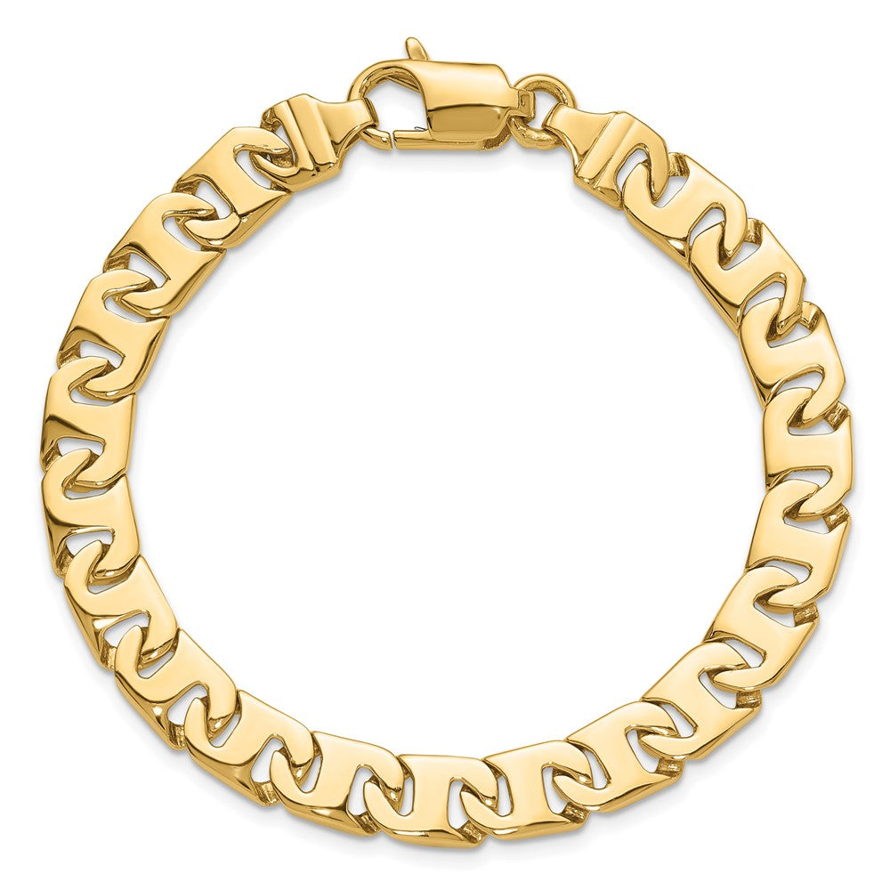 14K 9 inch 8.4mm Hand Polished Fancy Link with Fancy Lobster Clasp Bracelet