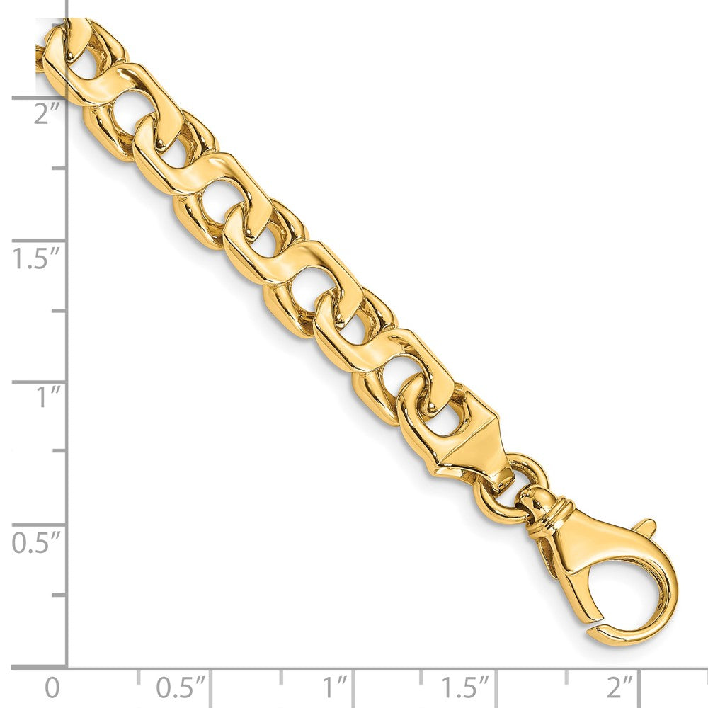 14K 22 inch 7.4mm Hand Polished Fancy Link with Fancy Lobster Clasp Chain