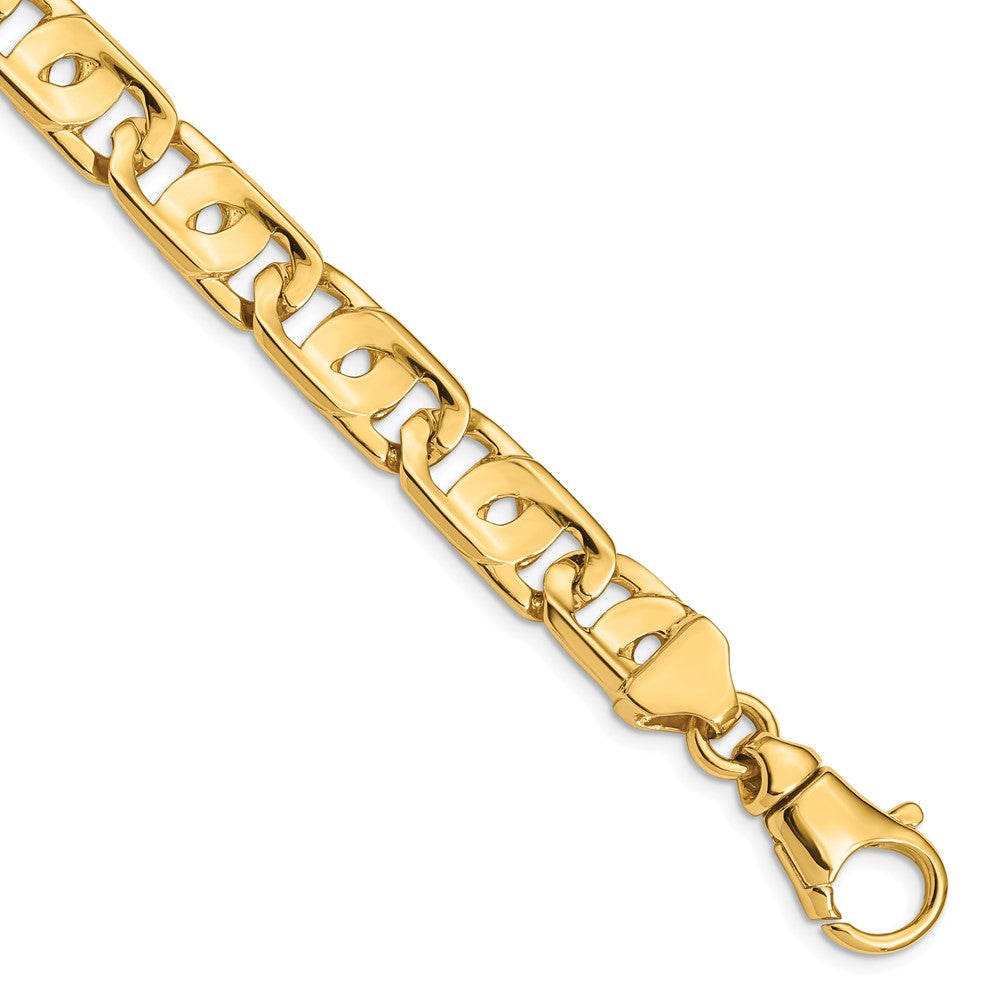 14K 9 inch 10mm Hand Polished Fancy Link with Fancy Lobster Clasp Bracelet