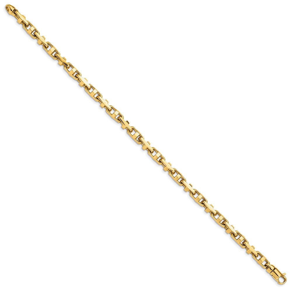 14K 8.75 inch 5mm Hand Polished Fancy Link with Lobster Clasp Bracelet