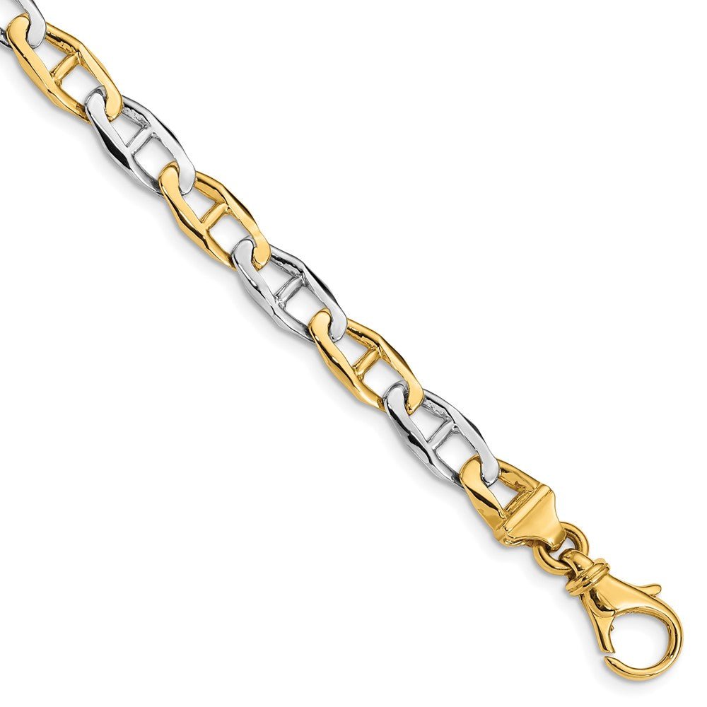 14K Two-tone 22 inch 6.5mm Hand Polished Fancy Link with Fancy Lobster Clasp Chain
