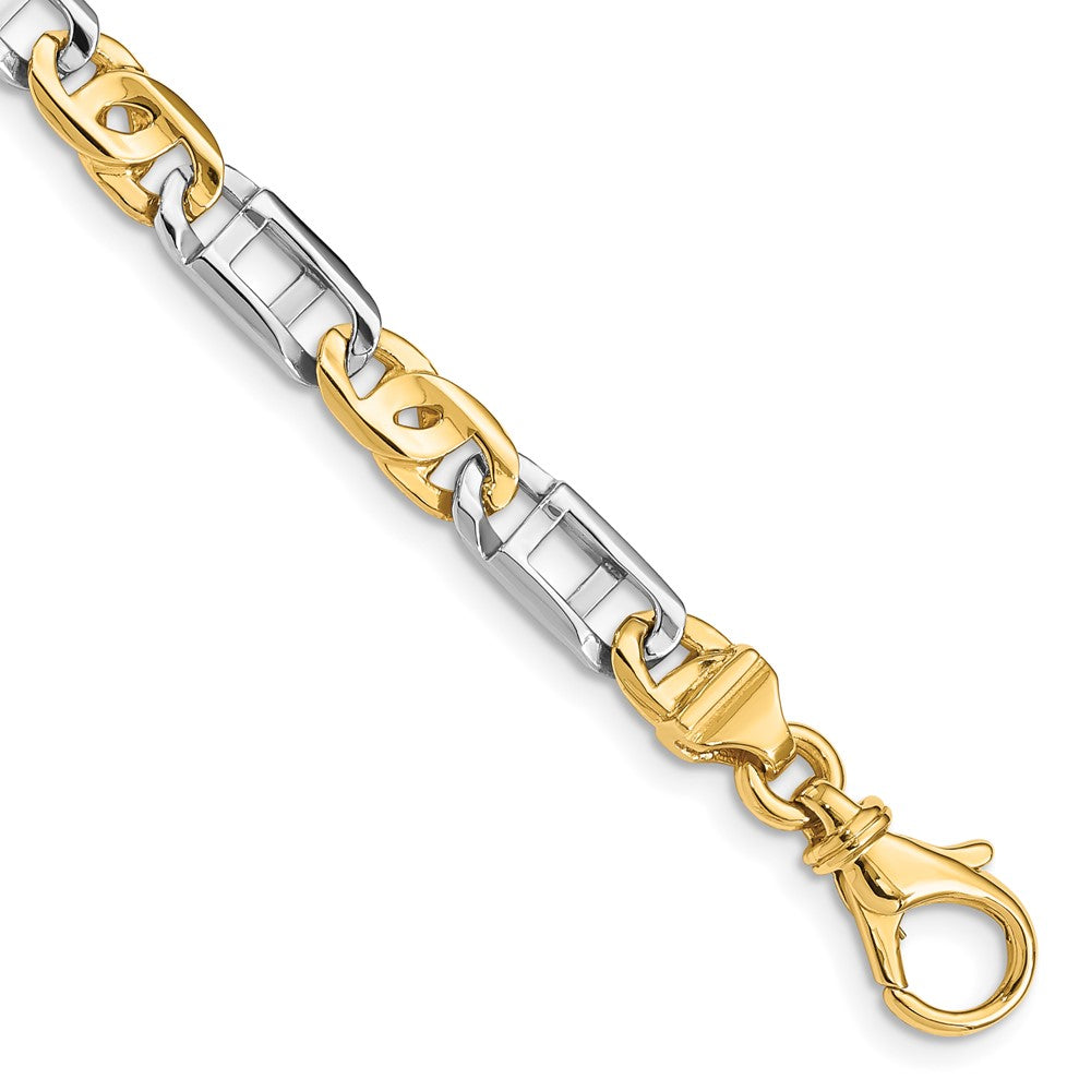 14K Two-tone 22 inch 5.5mm Hand Polished Fancy Link with Fancy Lobster Clasp Chain
