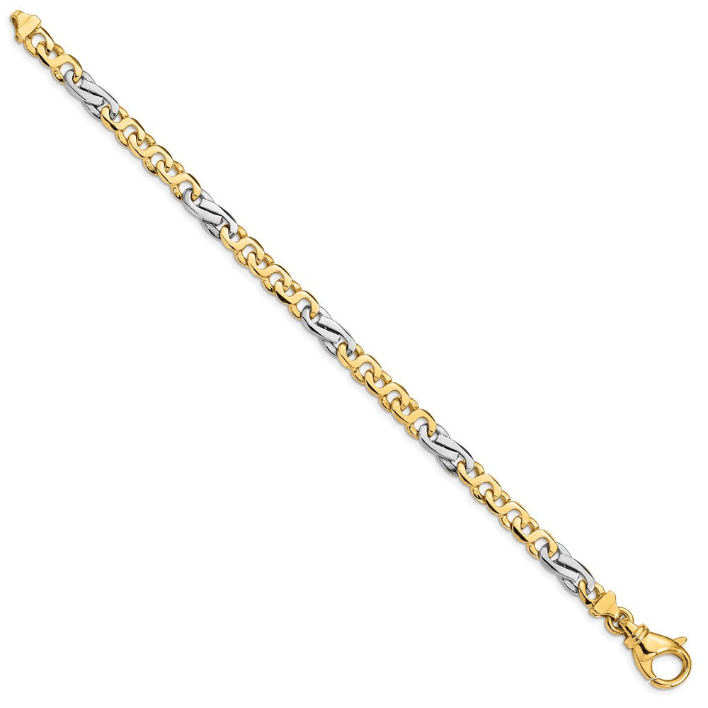 14K Two-tone 8 inch 5.8mm Hand Polished Fancy Link with Fancy Lobster Clasp Bracelet