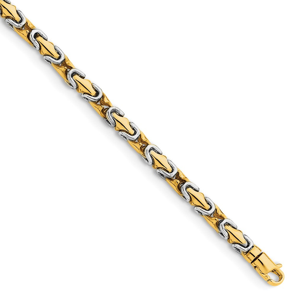 14K Two-tone 18 inch 4.2mm Hand Polished Fancy Link with Lobster Clasp Chain