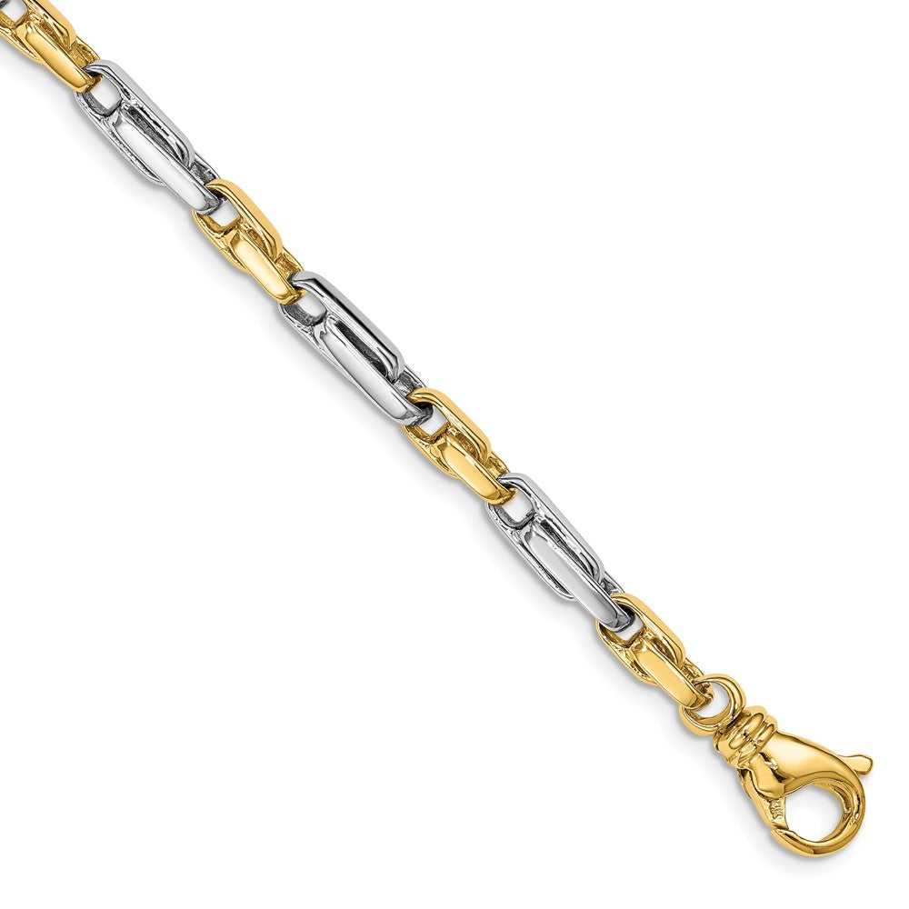 14K Two-tone 24 inch 5mm Hand Polished Fancy Link with Fancy Lobster Clasp Chain