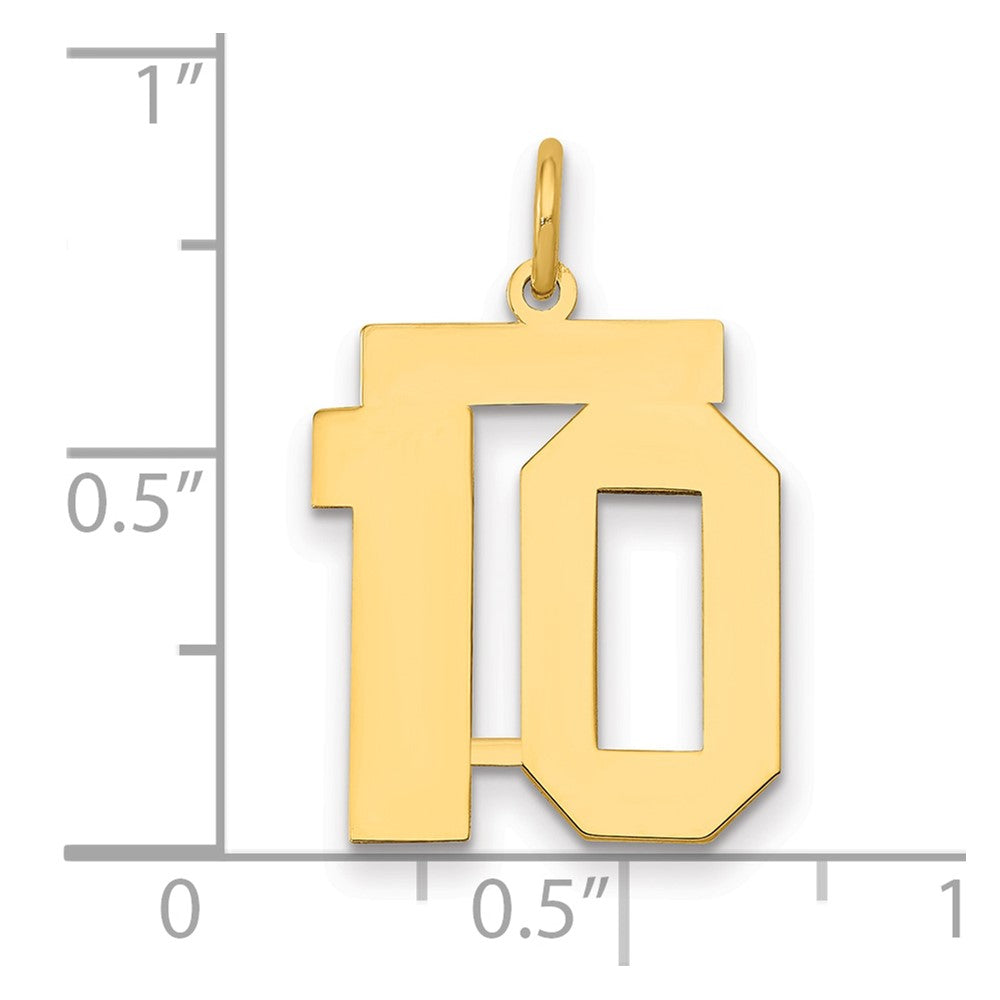 14k Medium Polished Number 10 Charm