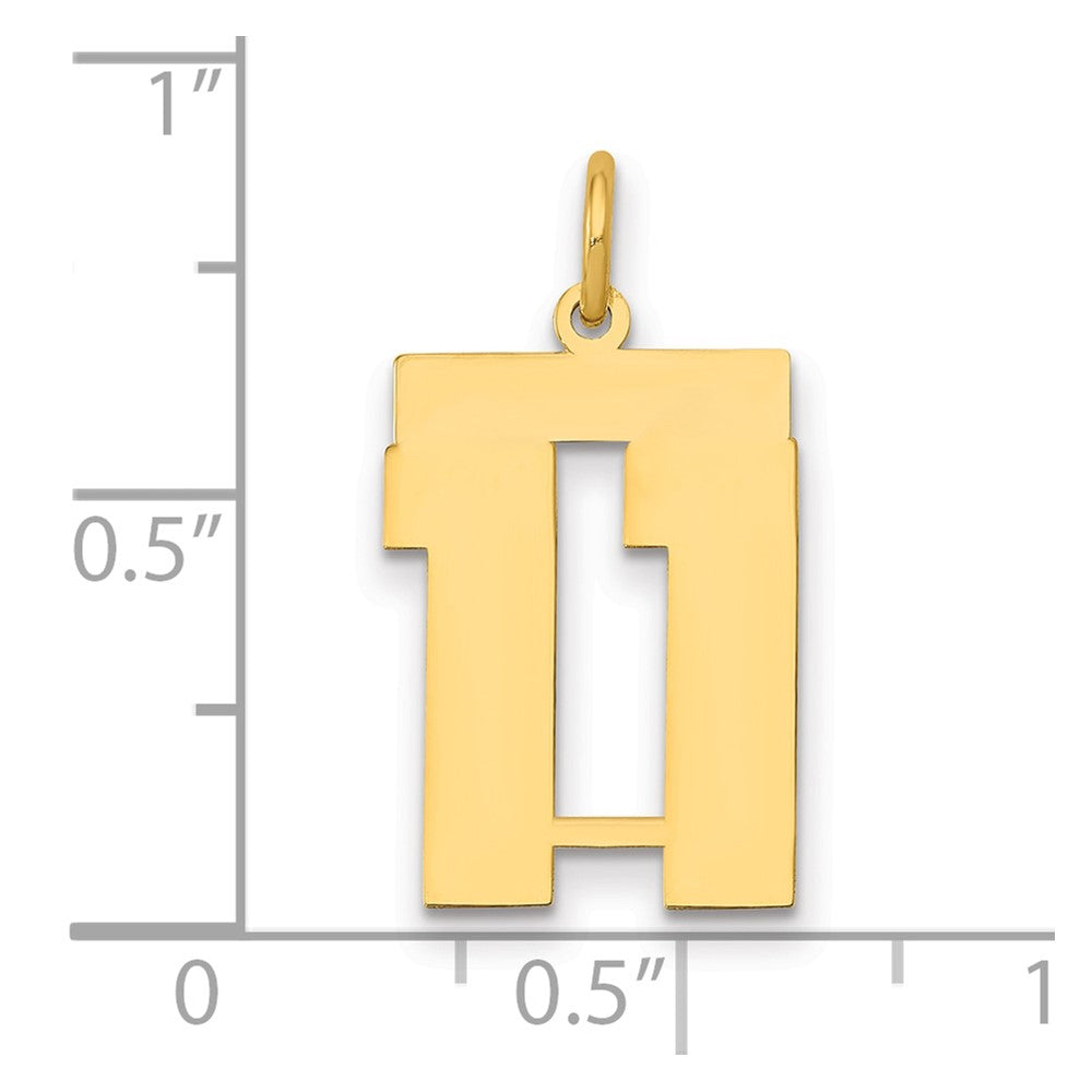 14k Medium Polished Number 11 Charm