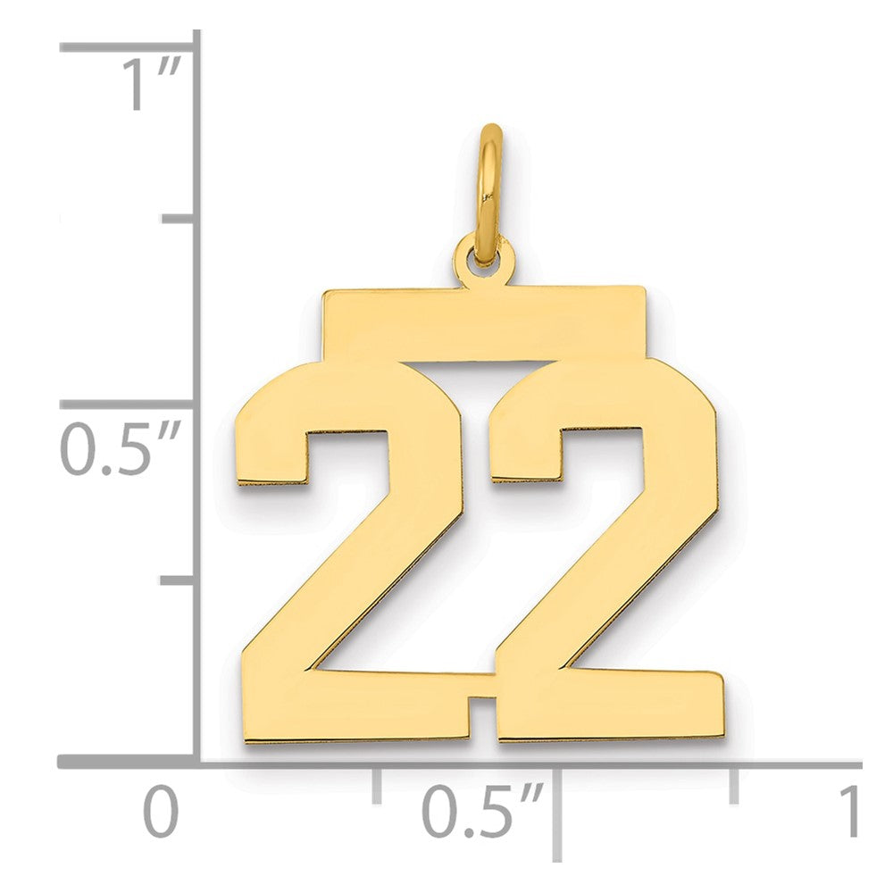 14k Medium Polished Number 22 Charm