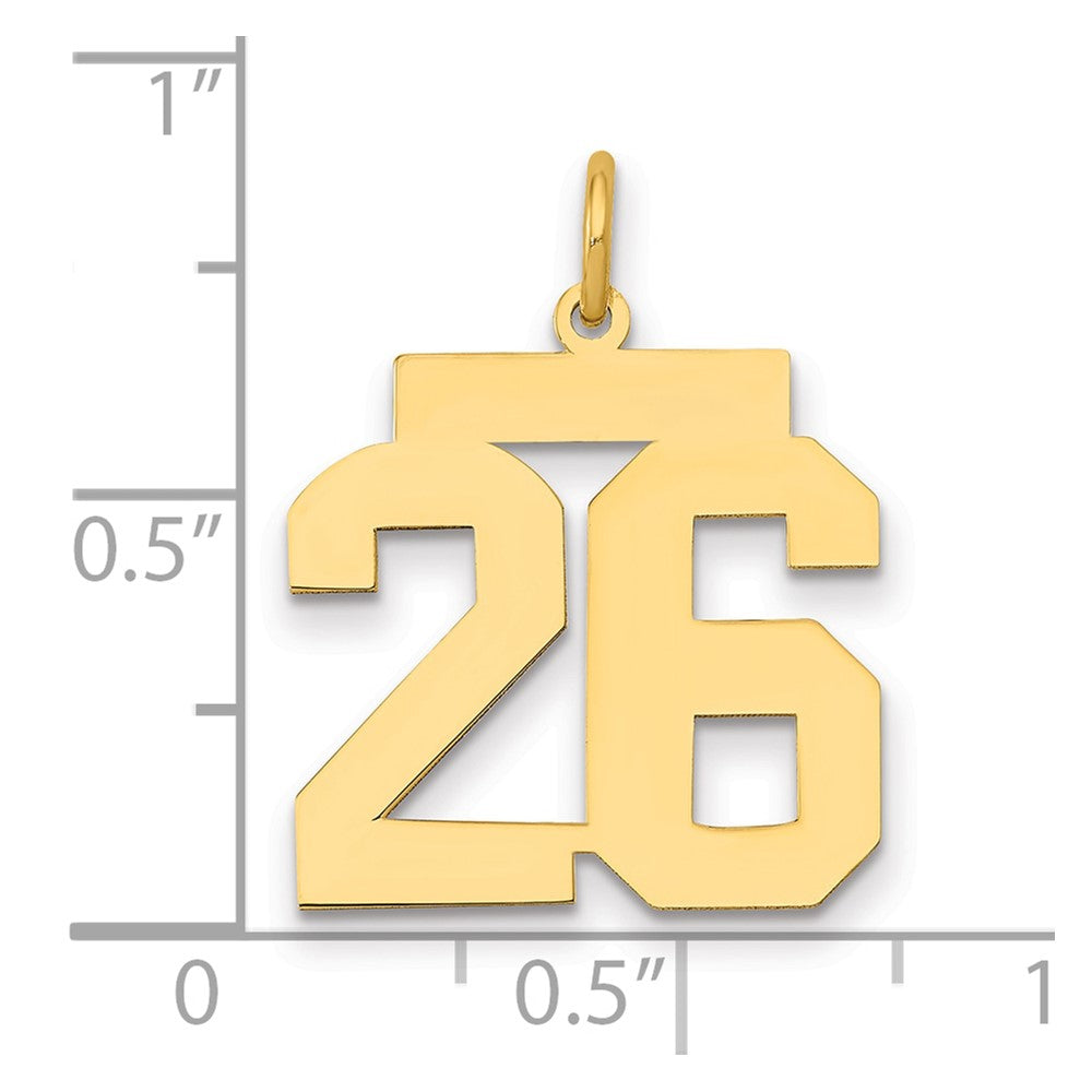 14k Medium Polished Number 26 Charm