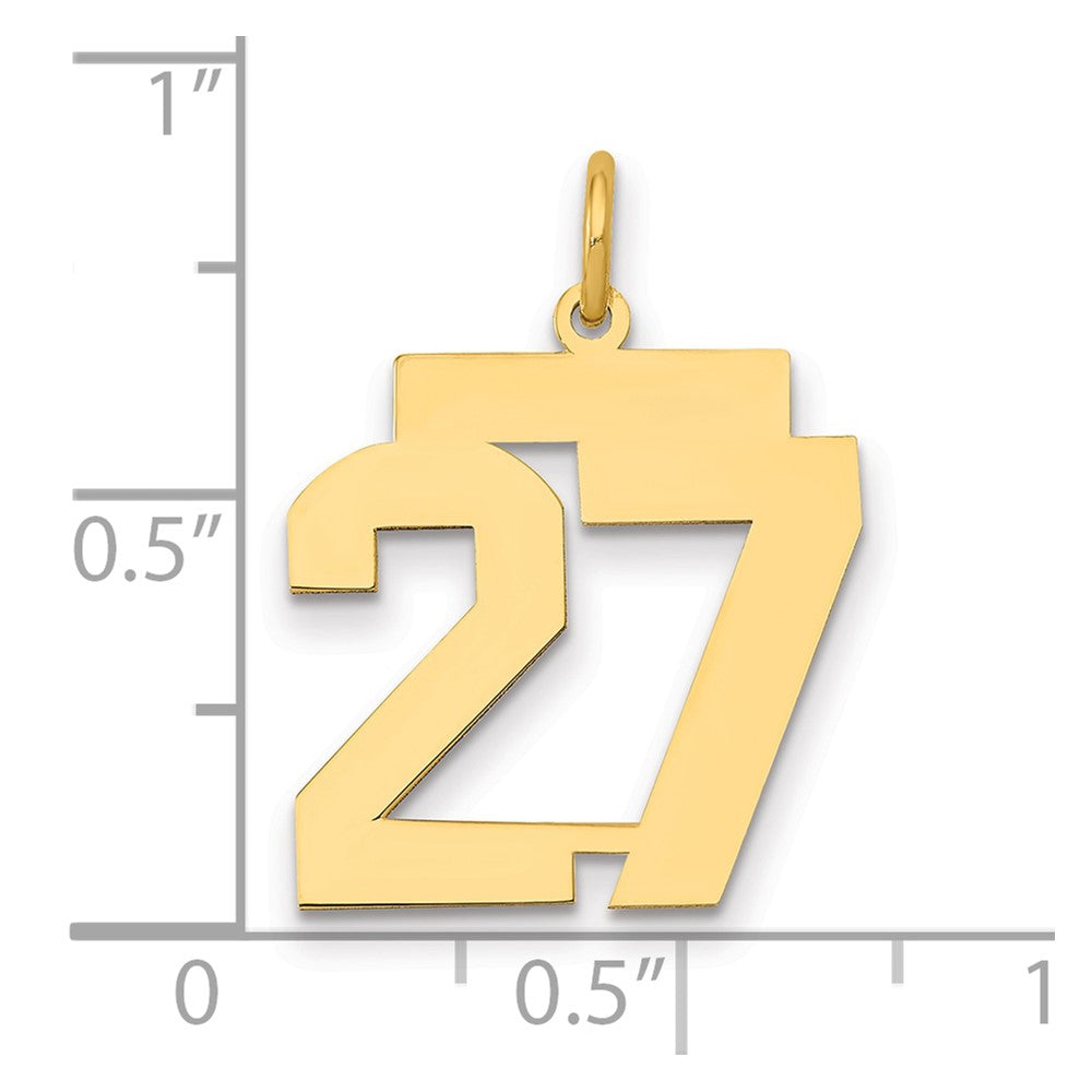 14k Medium Polished Number 27 Charm