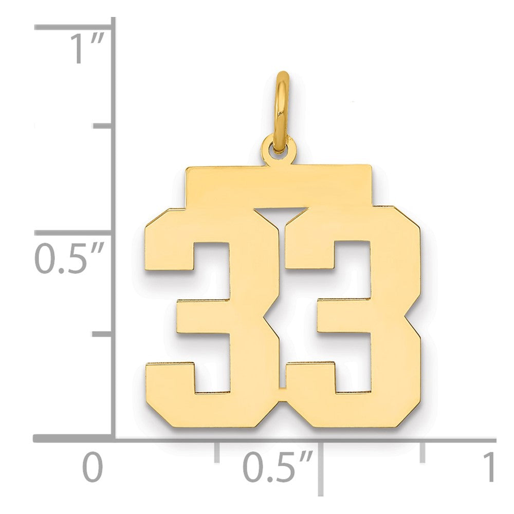 14k Medium Polished Number 33 Charm