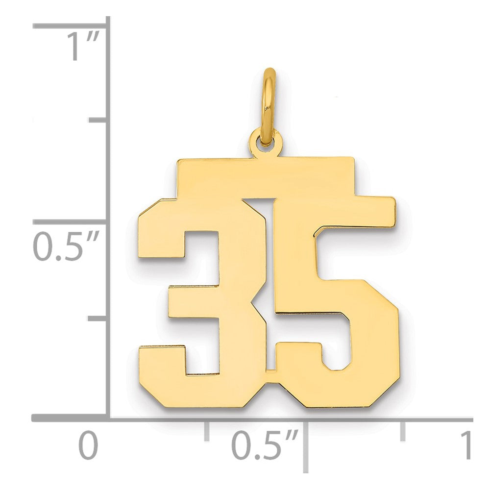 14k Medium Polished Number 35 Charm