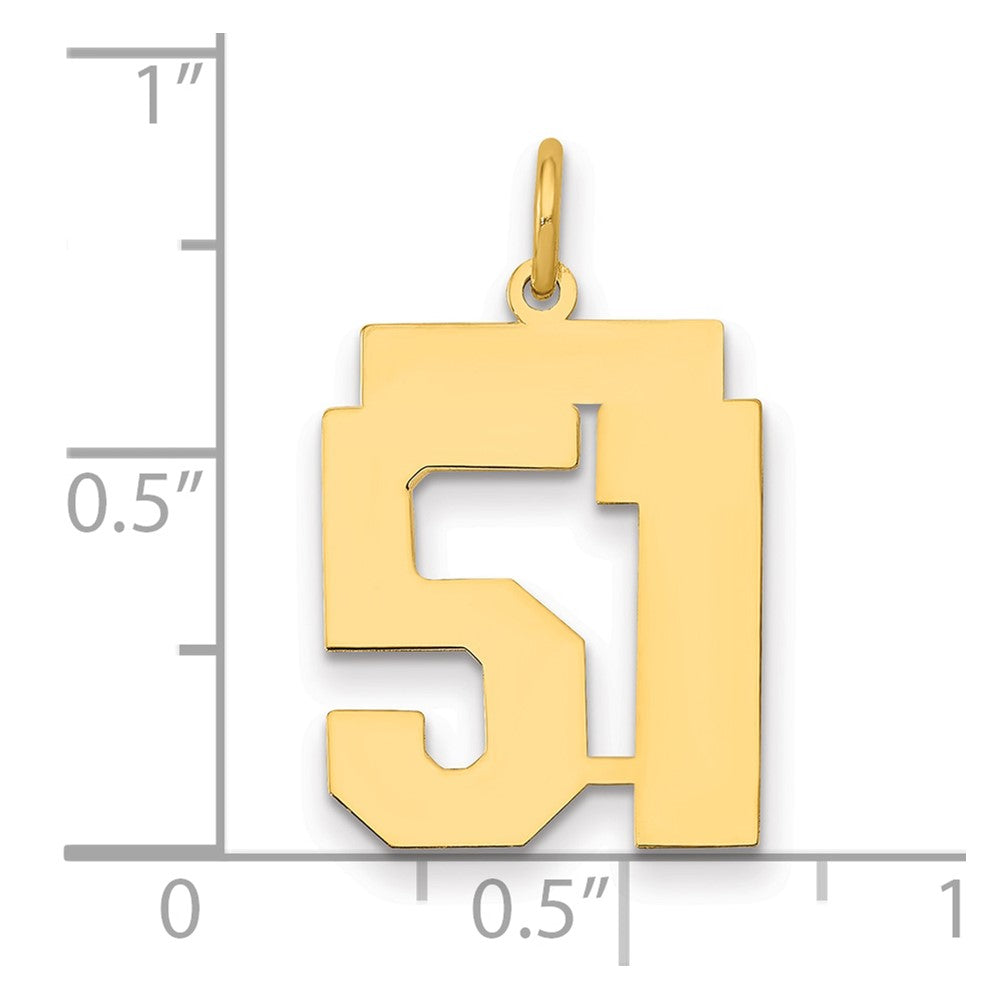 14k Medium Polished Number 51 Charm