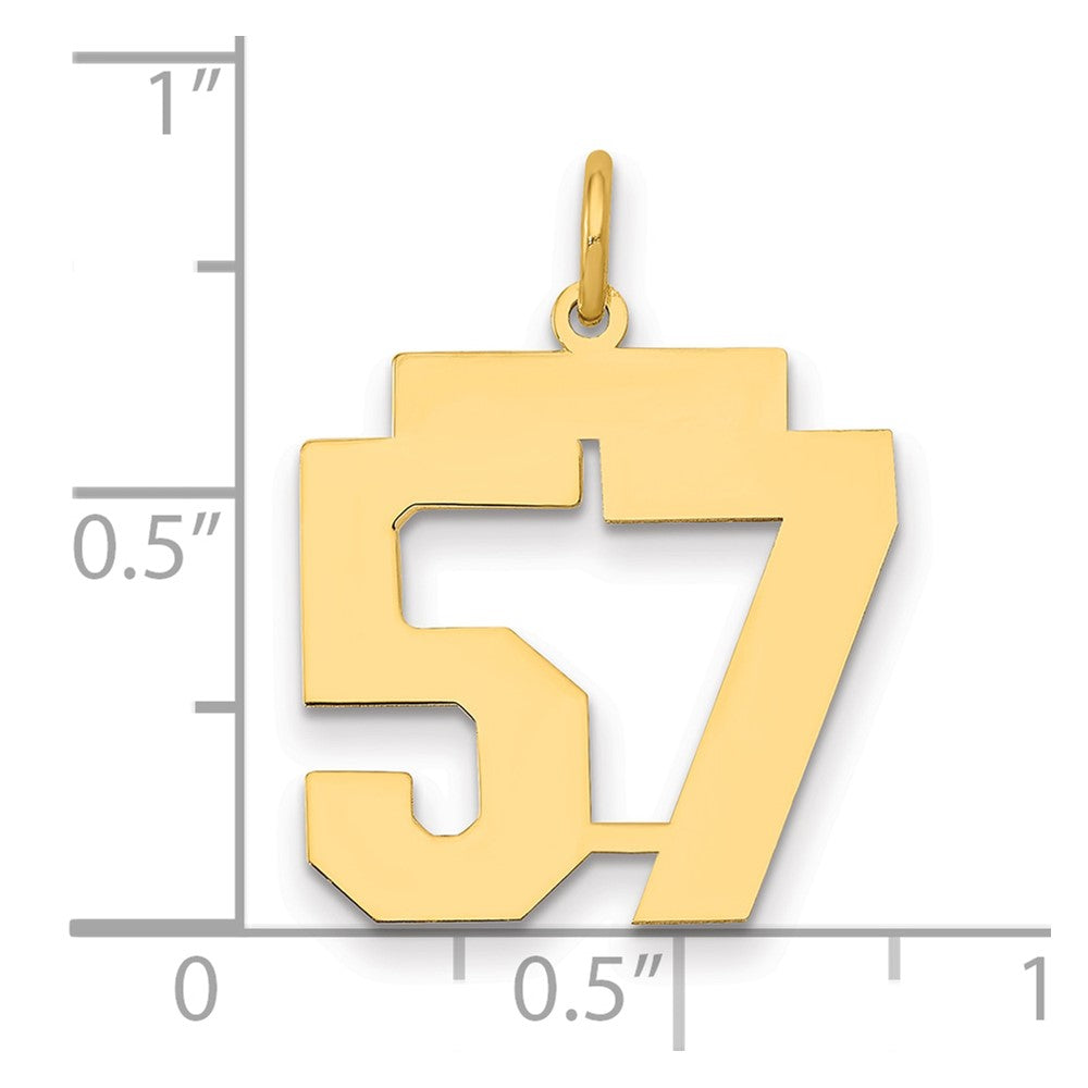 14k Medium Polished Number 57 Charm