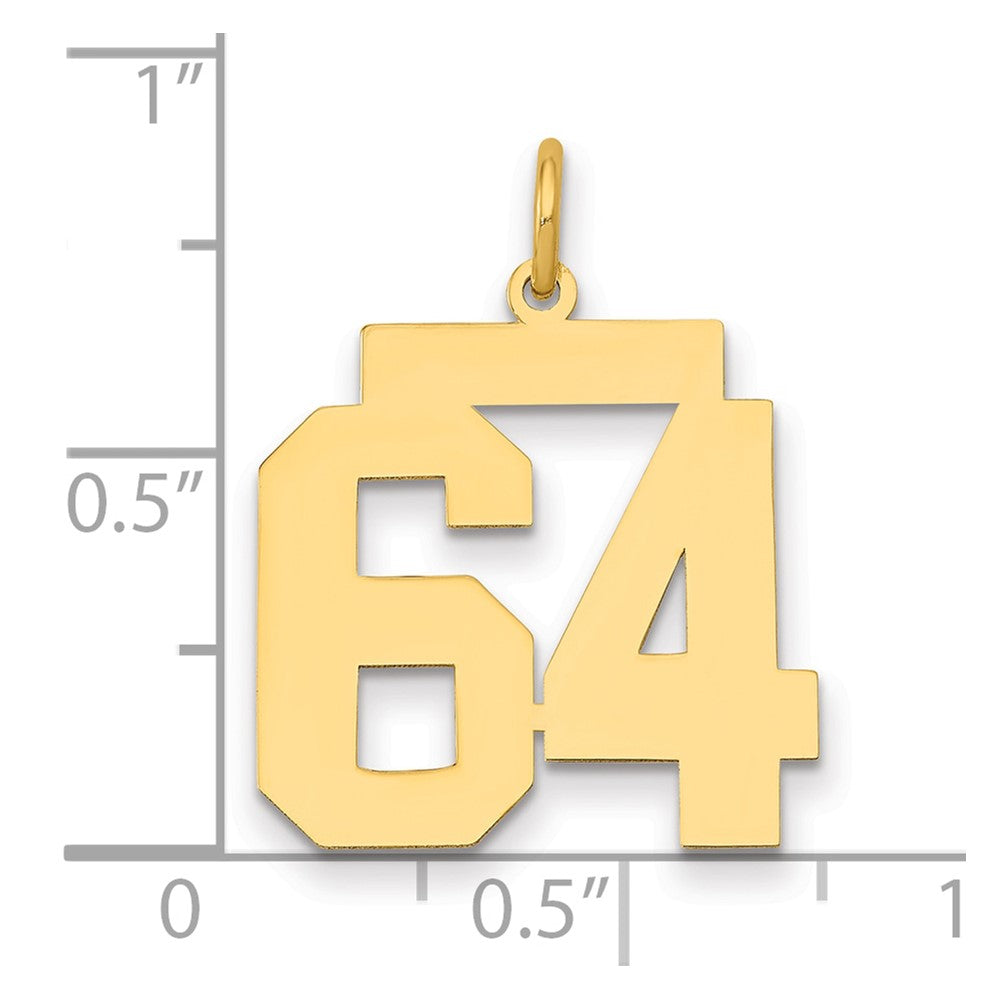 14k Medium Polished Number 64 Charm