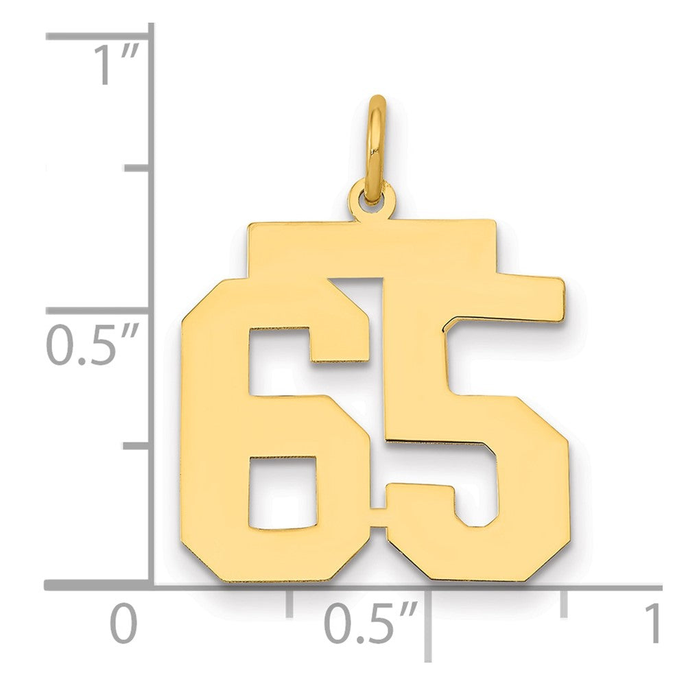 10ky Medium Polished Number 65 Charm