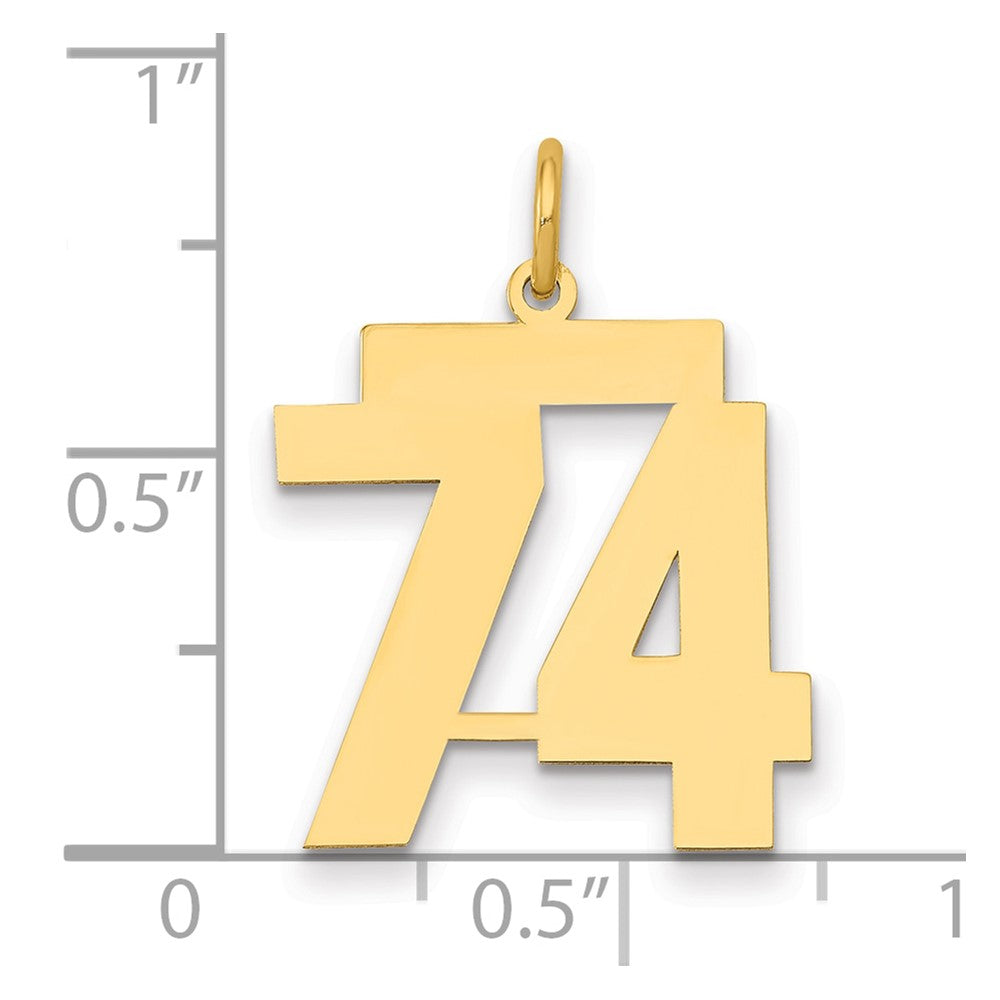 14k Medium Polished Number 74 Charm