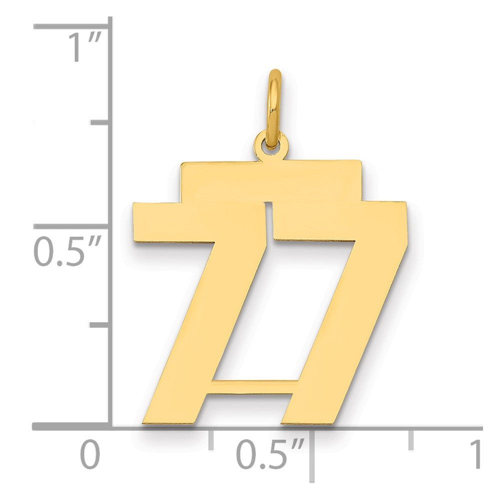14k Medium Polished Number 77 Charm