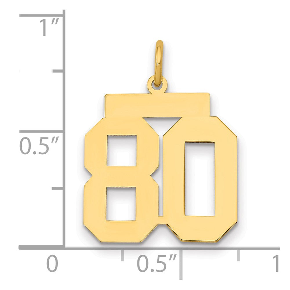 14k Medium Polished Number 80 Charm