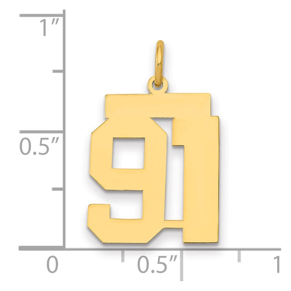 14k Medium Polished Number 91 Charm