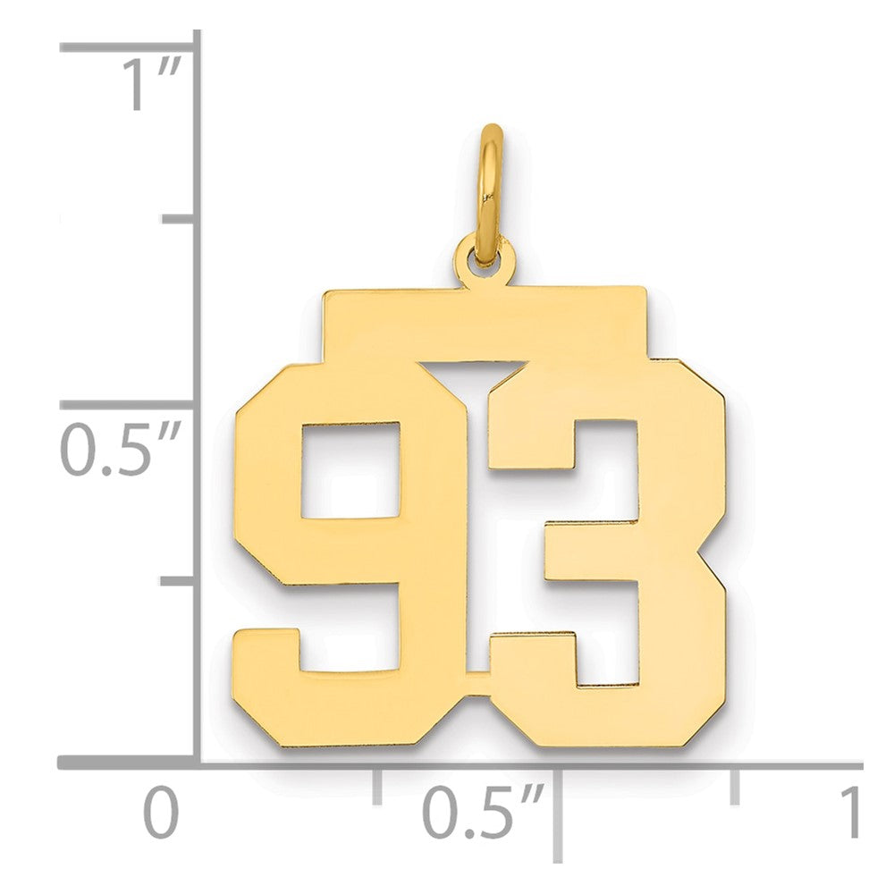 14k Medium Polished Number 93 Charm