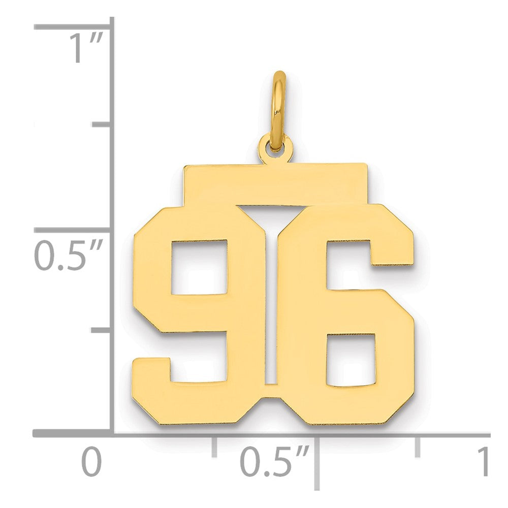 14k Medium Polished Number 96 Charm